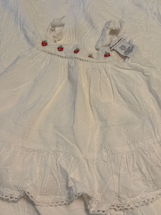 cupcakes & cashmere Other - Cupcakes and Cashmere White Strawberry Eyelet Baby Dress | 12 Months